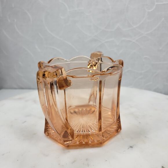 Greensburg‎ Pink Depression Glass Creamer Double Handled Octagon Sugar Bowl - Picture 4 of 16